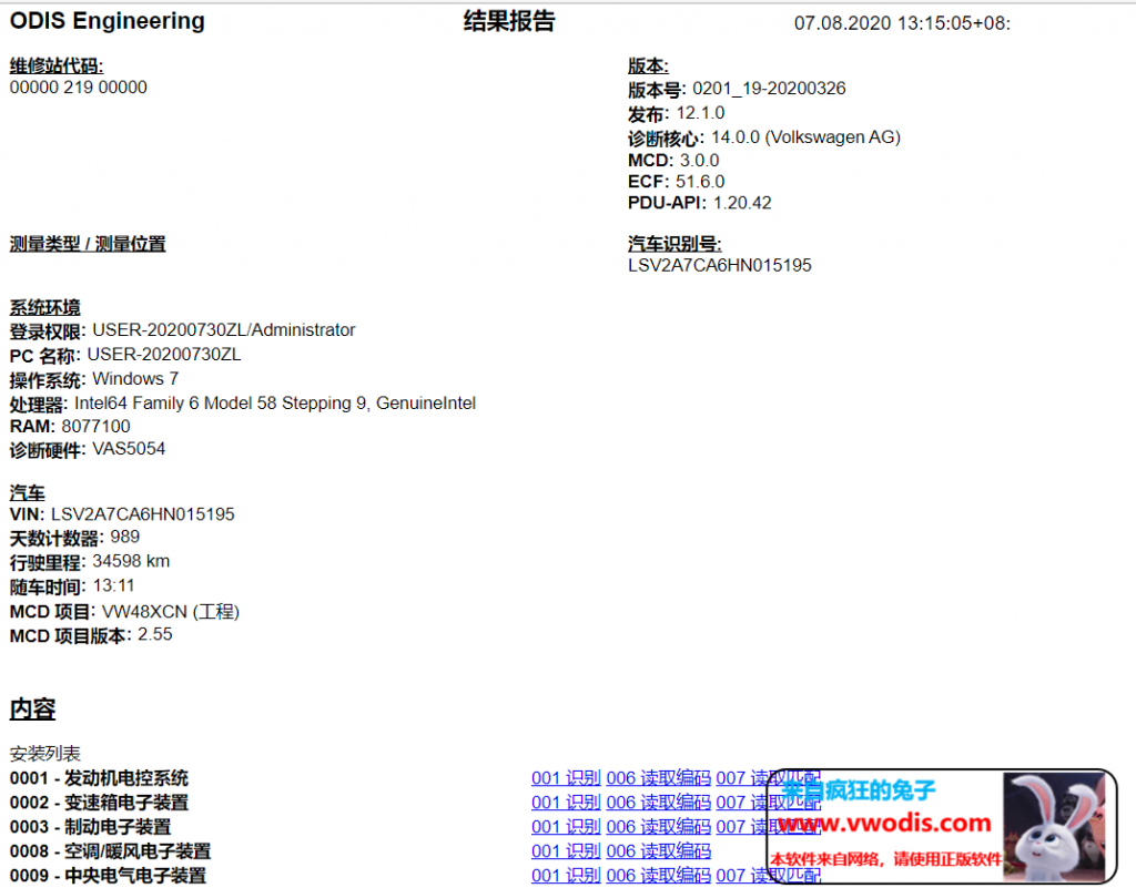 大众途昂最高配置全车工程师扫描