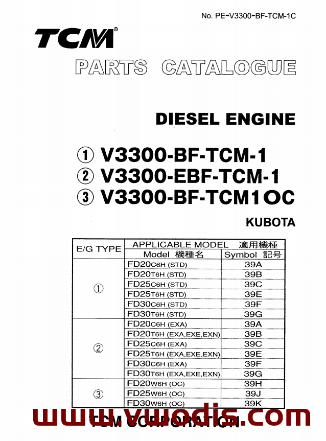 TCM V3300零件目录-TCM V3300 PARTS CATALOGUE