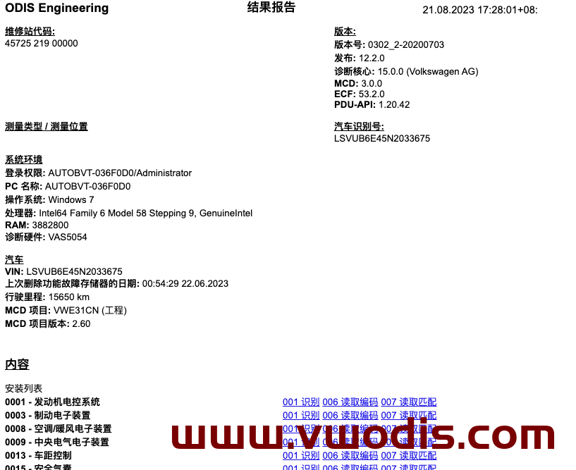 【Report】Volkswagen【vwodis】Volkswagen FAW SVW ID4 Diagnostic Report LSVUB6E45N2033675
