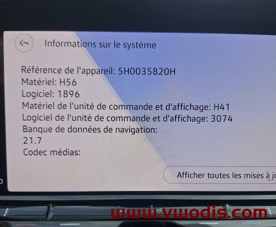 【Firmware】Volkswagen【vwodis】Volkswagen GOLF8 GTE EU MIB3.0 5F 5HG035820H Update 1969 Firmware