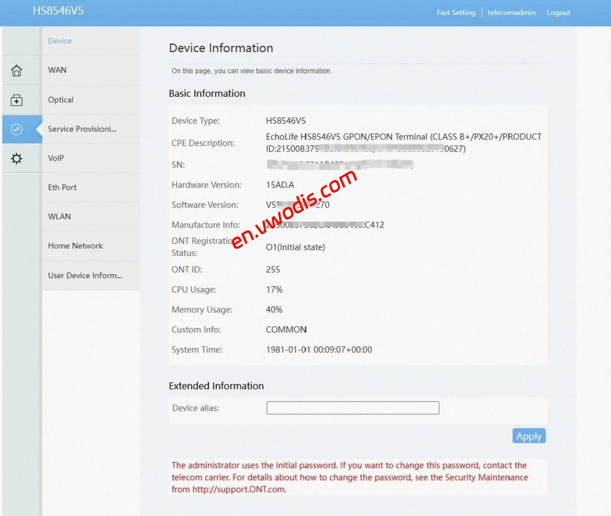 【Firmware】HUAWEI Optical Modem HS8145V5 EN Language Firmware