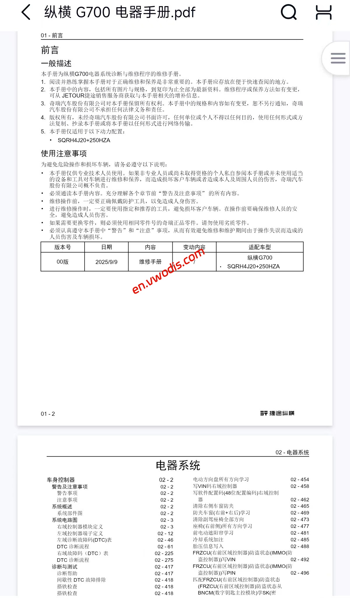 【Repair】Jetour 2025 G700 Repair Manual + Circuit Diagram