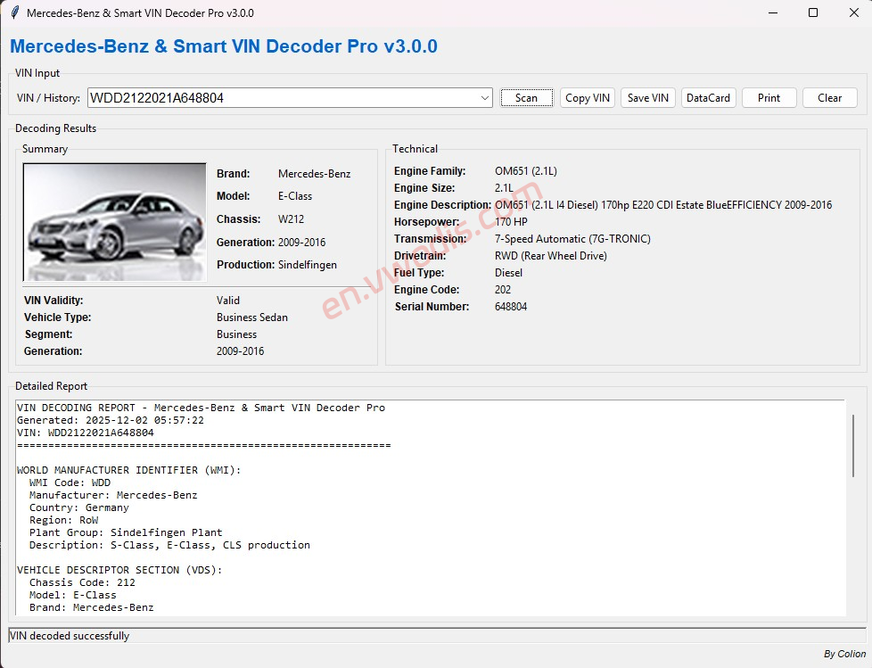 【Software】Mercedes Benz & Smart VIN Decoder Pro-3.03