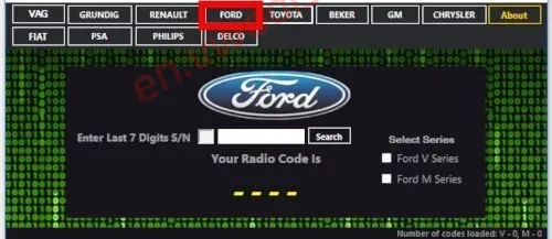 【Software】Radio code generator 2024 VAG, Renault Dacia, Ford, Toyota