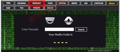 【Software】Radio code generator 2024 VAG, Renault Dacia, Ford, Toyota